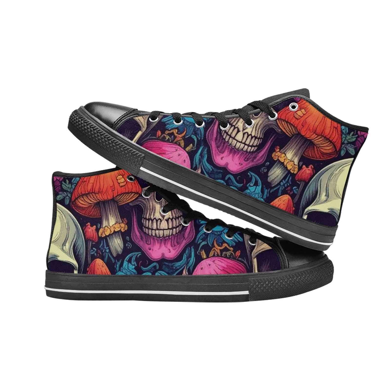 WOMEN'S Mushroom Skull High Top Canvas Cottagecore Sneakers