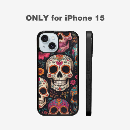 iPhone 15 Case — Smaller Skulls Overlapping Seamless Pattern Of, Custom Art Phone Cover