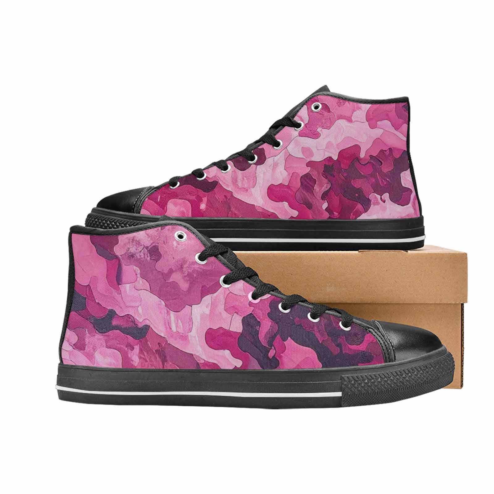 WOMEN'S Military Camouflage Blotch High Top Canvas Cottagecore Custom Shoes