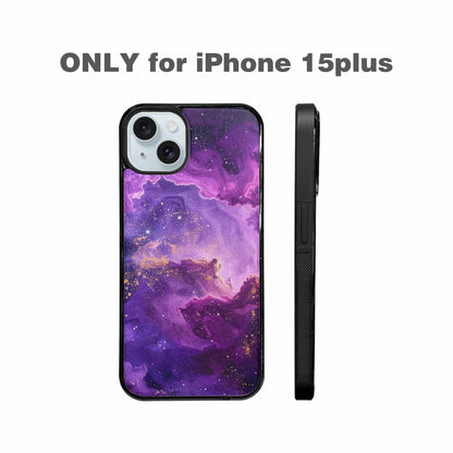 iPhone 15 Plus Case — Purple Color Tones Nebula Texture With, Personalized Phone Case