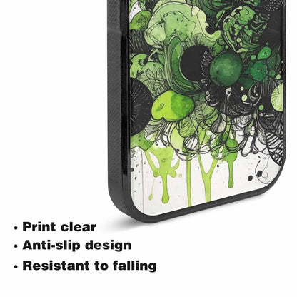 iPhone 15 Plus Case — Sea Creature Burst Black Green Ink, Original Design Phone Case