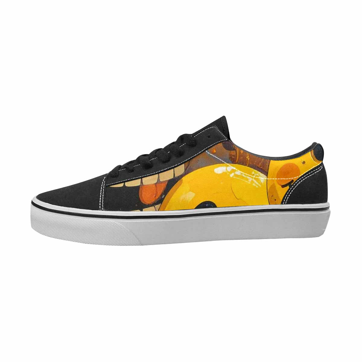 WOMEN'S Smiley Face Yellow Canvas Unique Print Cottagecore Custom Printed Shoes