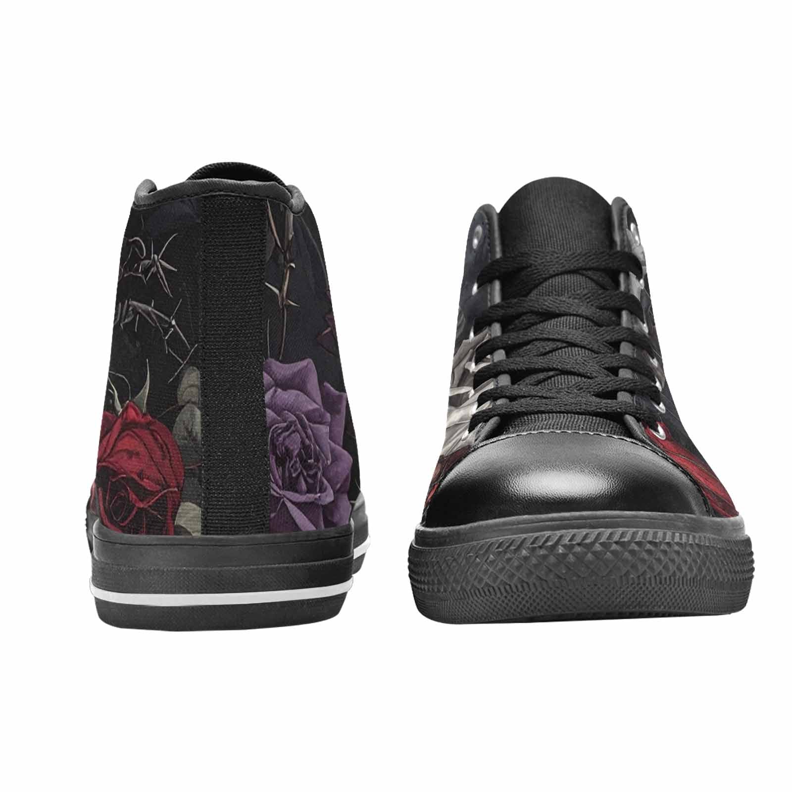 MEN'S Black Gothic Rose High Top Canvas Cottagecore Custom Shoes