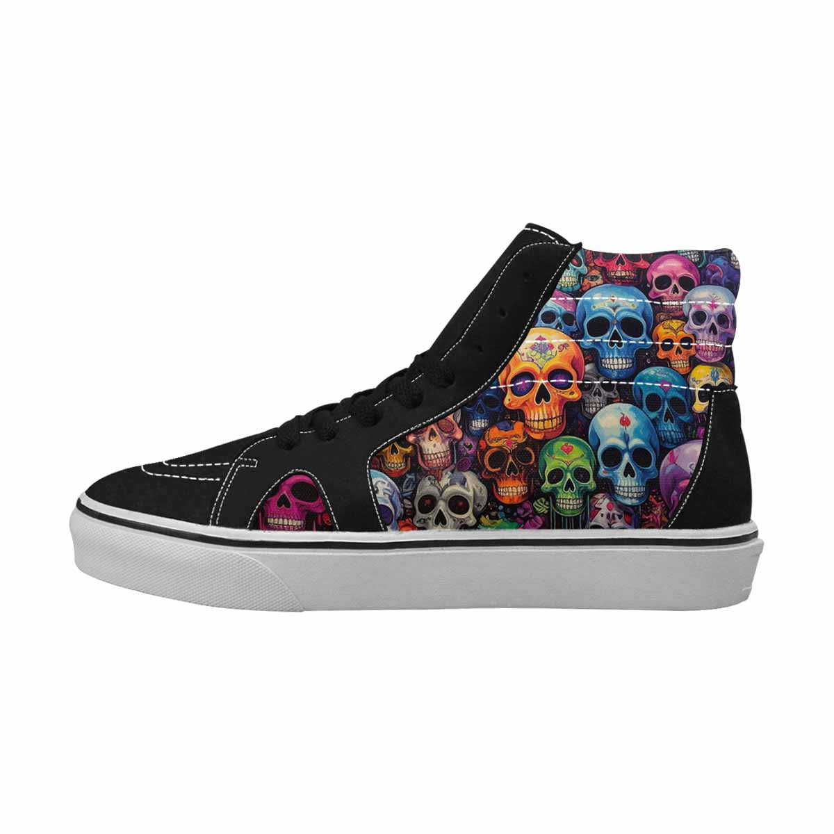 MEN'S Skulls (general) Skulls High Top Canvas Vibrant Chaos Sneakers