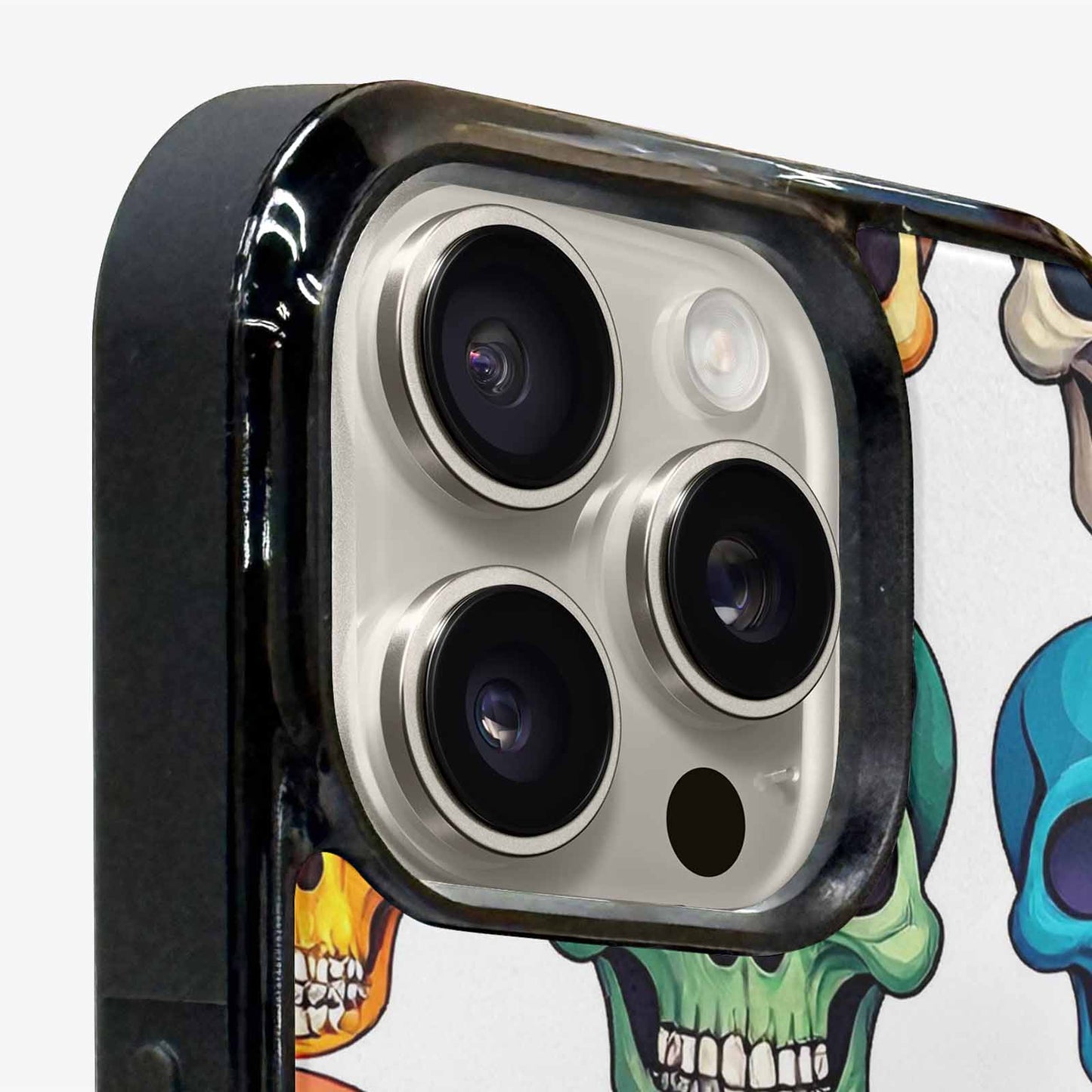 iPhone 16 Pro Case — Vibrant Skull Seamless, Custom Print Case Cover