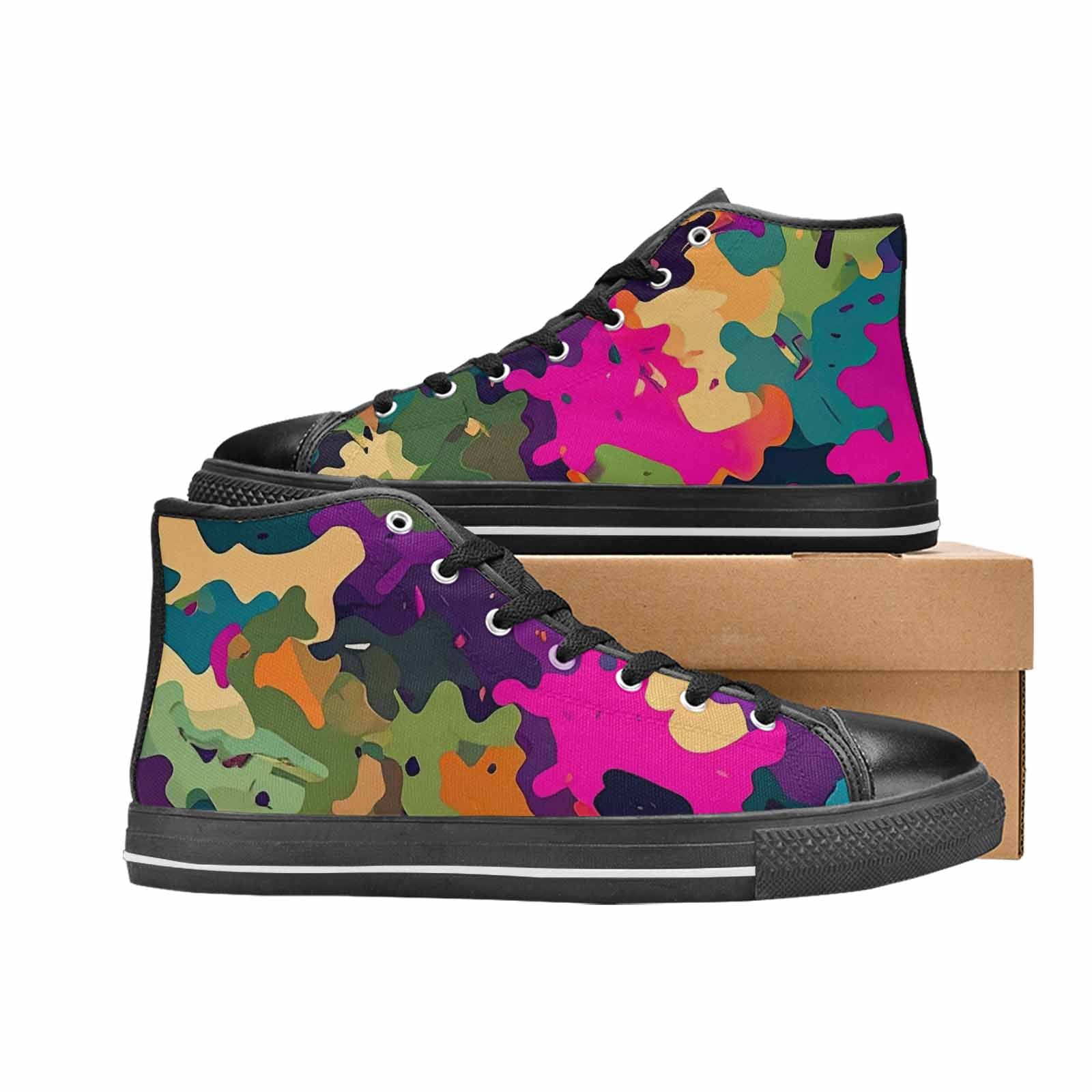 WOMEN'S Military Camouflage Blotch High Top Canvas Surreal Custom Shoes