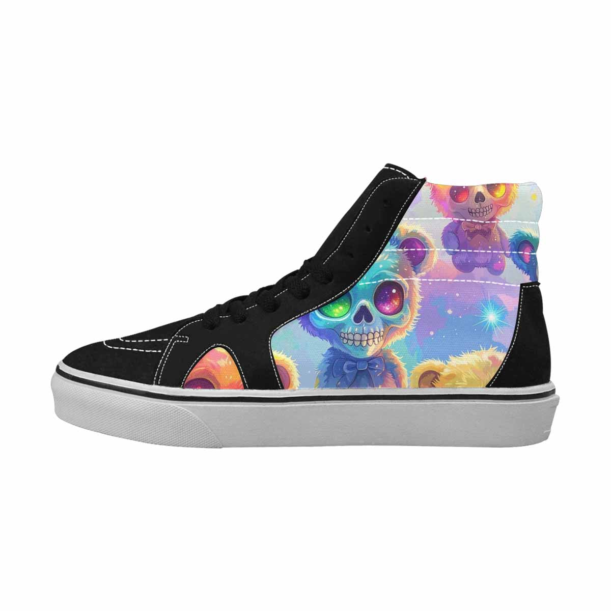 MEN'S Rainbow Teddy Skeletons Eye High Top Canvas Grunge Custom Shoes