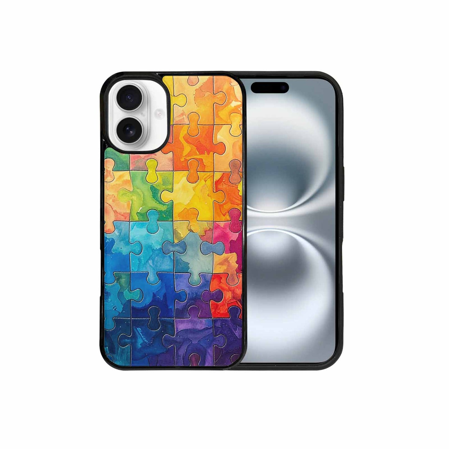 iPhone 16 Plus Case — Autism Puzzle Pieces Puzzle Piece Pattern, Custom Printed Phone Case