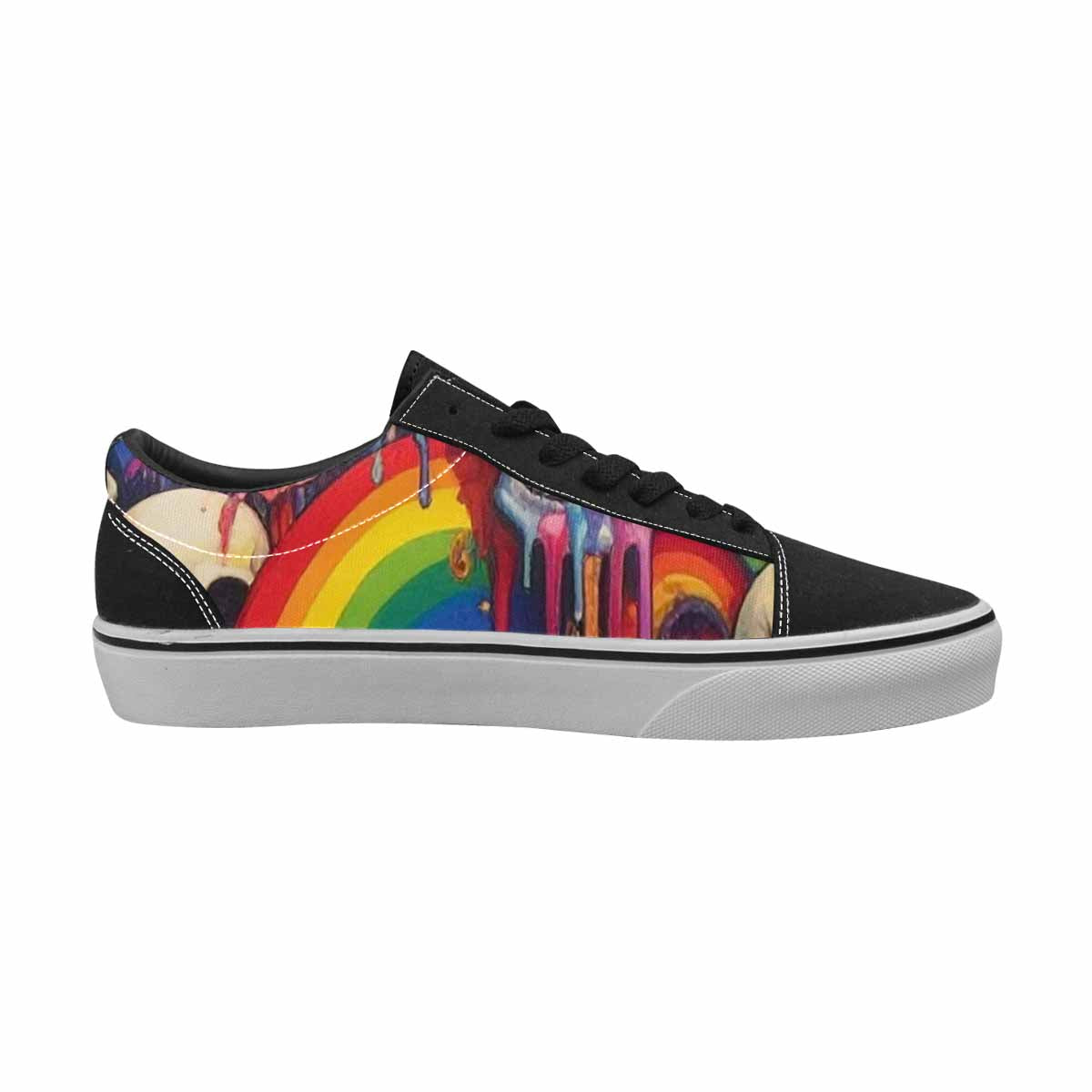 WOMEN'S Rainbow From Skull S Lace-Up Canvas Grunge Shoes