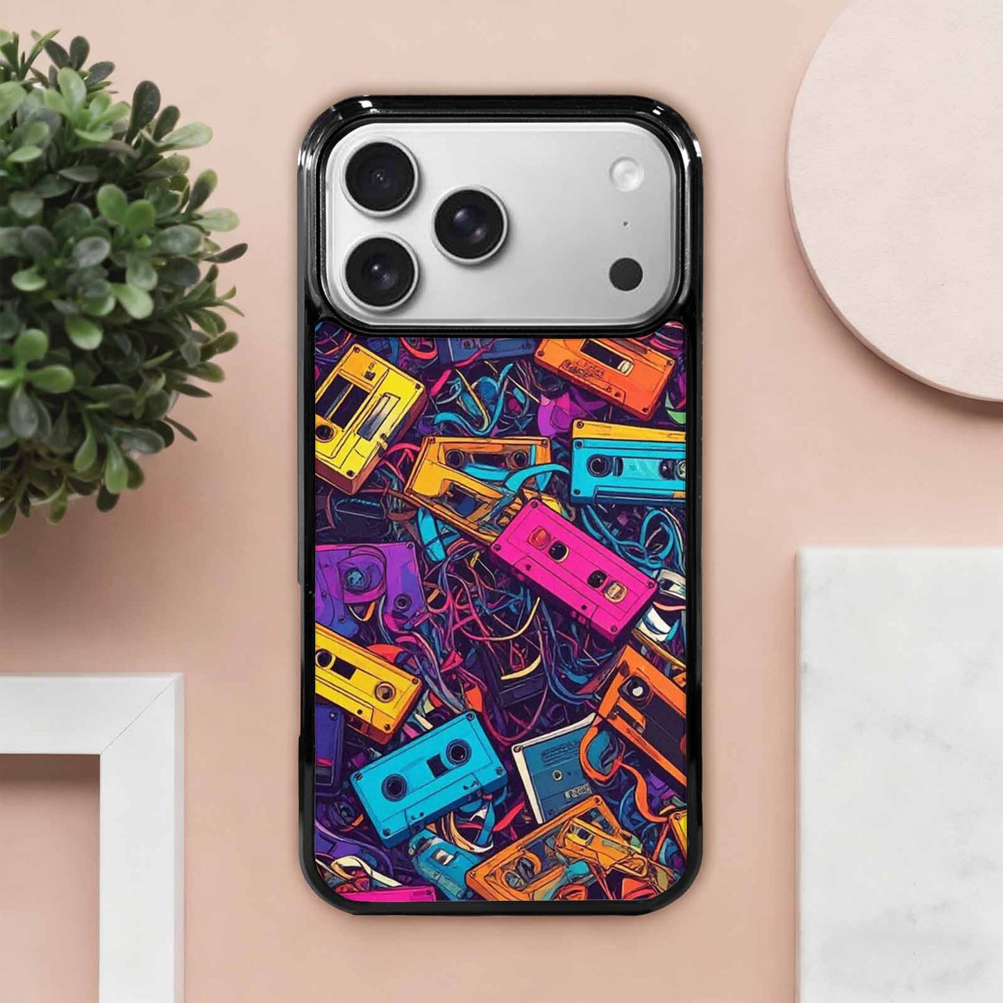 iPhone 17 Pro Max Case — Retro Cassette Tape Pattern Retro Vintage, Custom Made Phone Cover