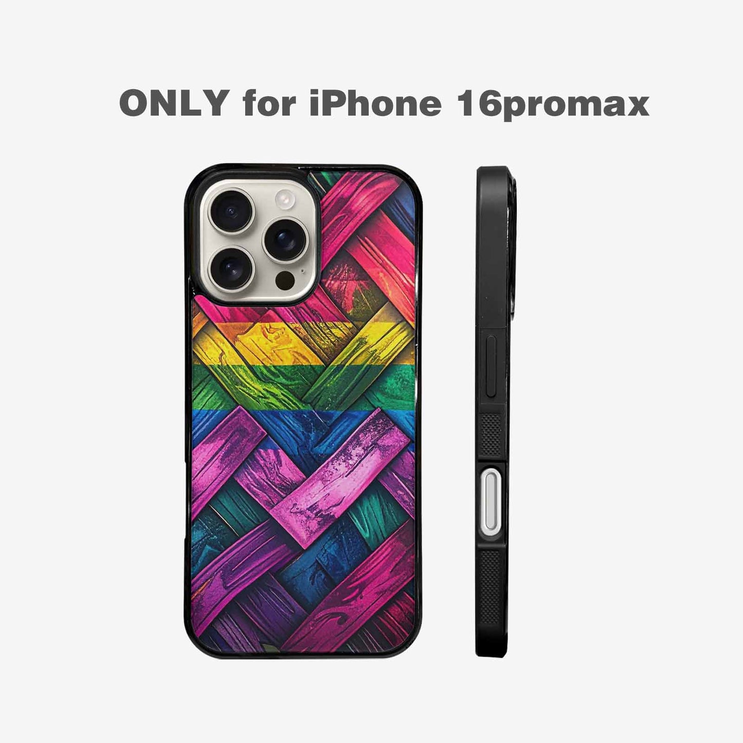 iPhone 16 Pro Max Case — Polysexual Flag Color Theme Small Rainbow, Custom Printed Phone Case
