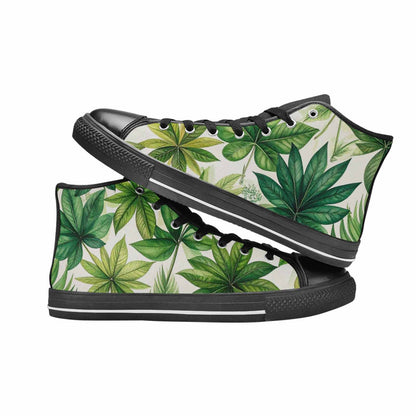 MEN'S Seven-Point Palmate Leaf High Top Canvas Vibrant Chaos Sneakers