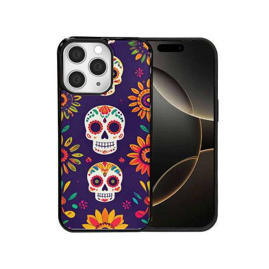 iPhone 15 Pro Max Case — Sunflowers Hundreds Of Skulls Art Seamless, Custom Made Phone Cover