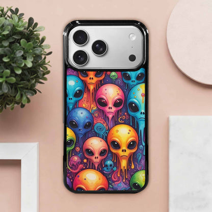 iPhone 17 Pro Max Case — Melting Aliens Pattern Alien Scifi, Custom Printed Phone Case