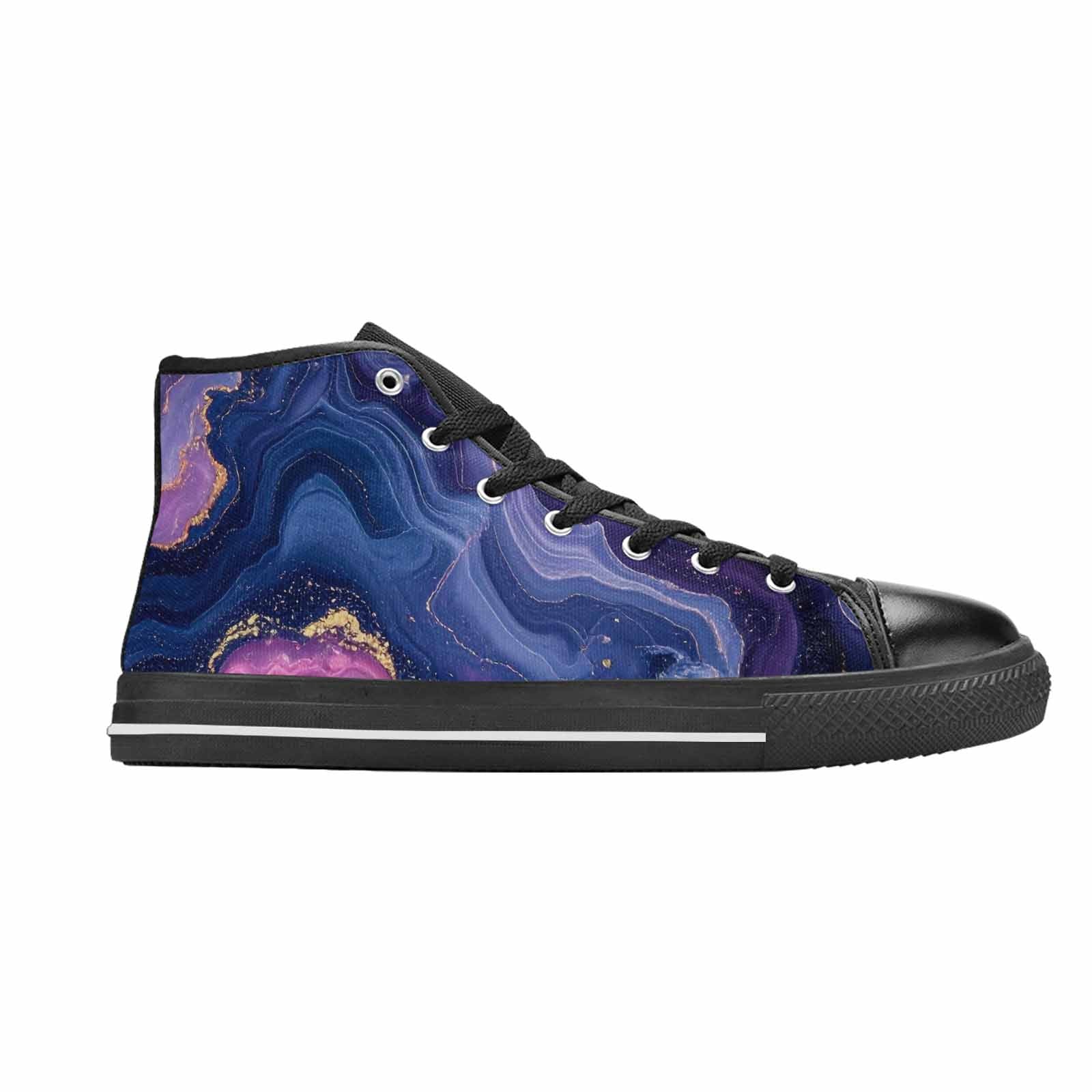 MEN'S Marble Galaxy High Top Canvas Neon Fantasy Custom Sneakers