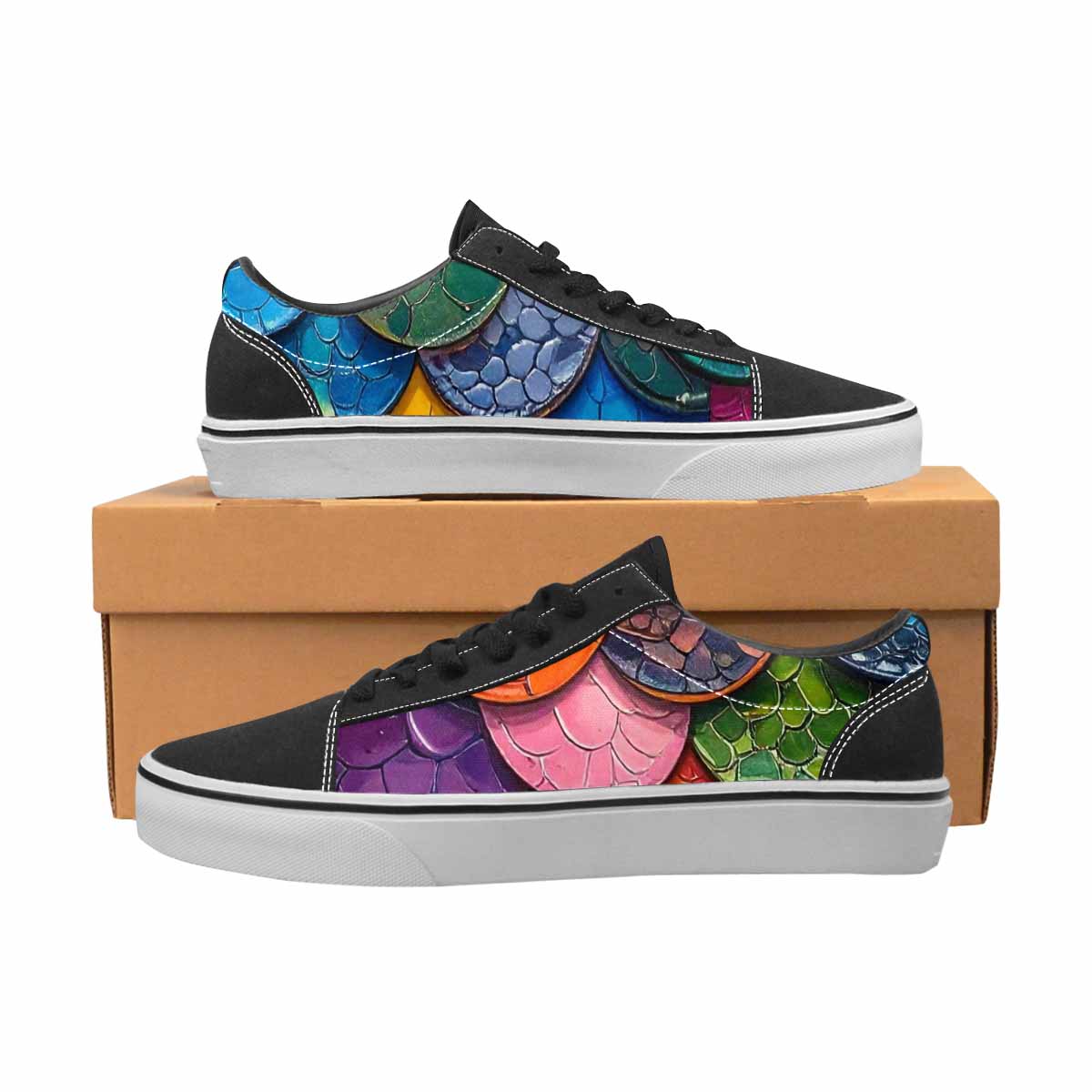 WOMEN'S Reptile Scale Lace-Up Canvas Melting Art Sneakers