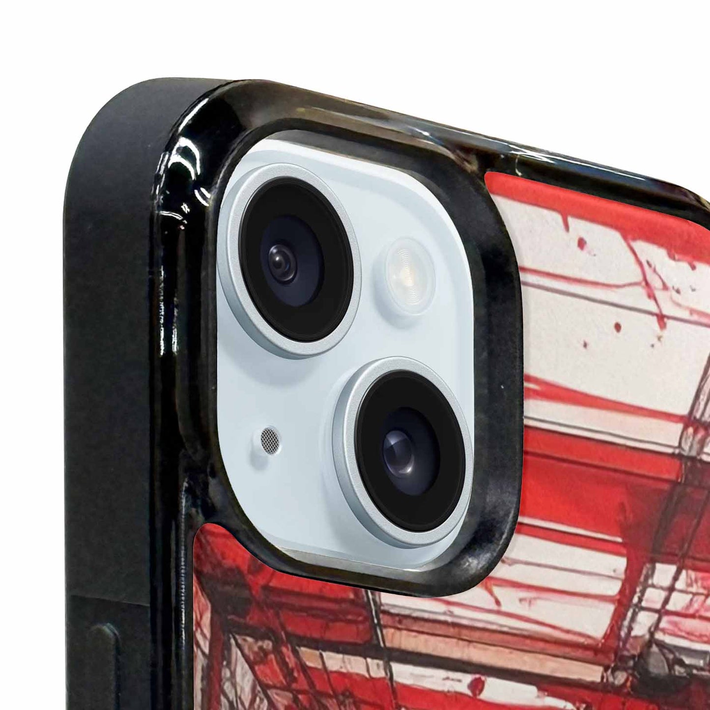 iPhone 15 Case — Liminal Space Fragment Black Red Ink, Custom Phone Case
