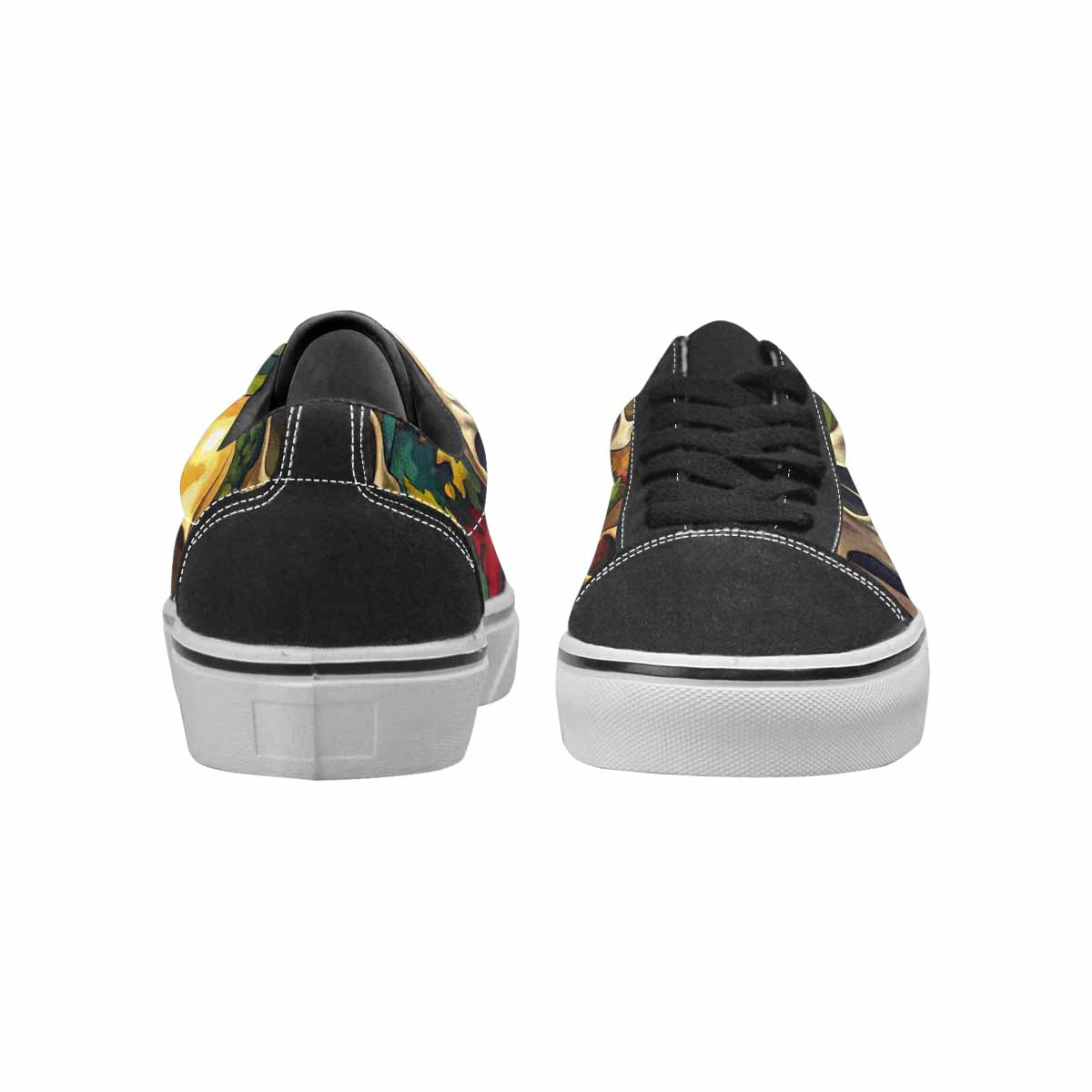 WOMEN'S Skulls  Camo Skulls Lace-Up Canvas Vivid Custom Sneakers