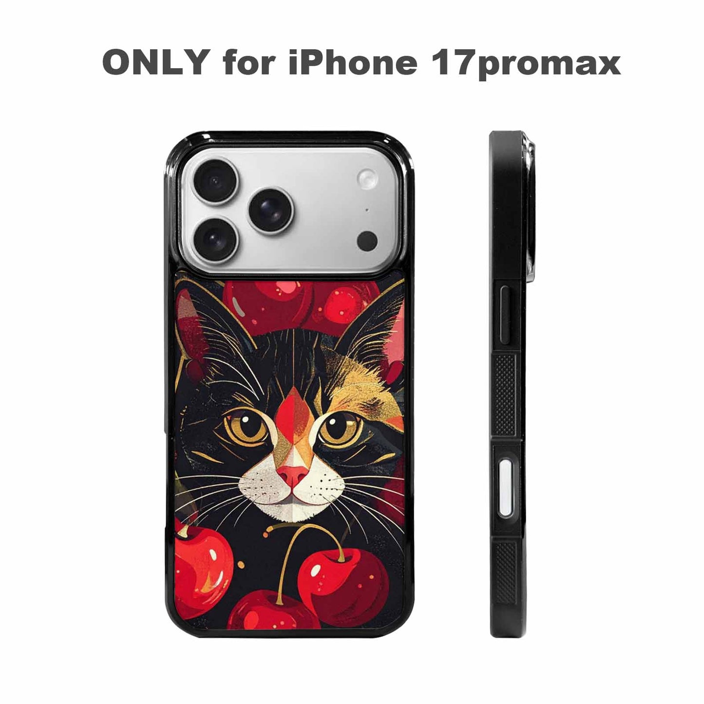 iPhone 17 Pro Max Case — Retro Cherry Cat Retro Vintage, Custom Printed Phone Case