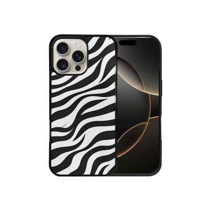 iPhone 16 Pro Max Case — Zebra Print Black White, Custom Designed Case Cover
