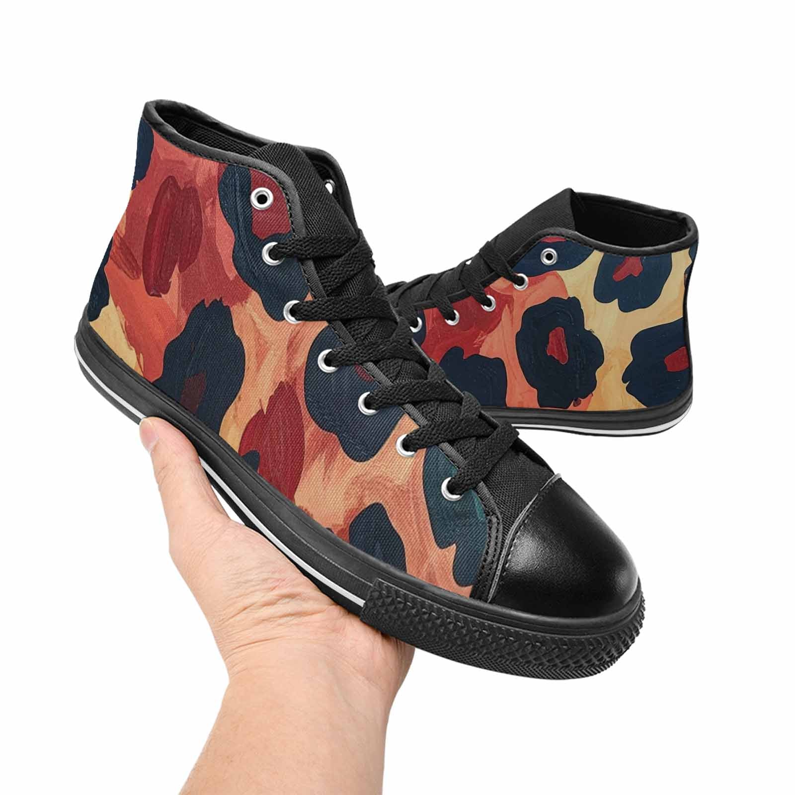 WOMEN'S Leopard Wallpaper Print High Top Canvas Wallpaper Art Sneakers