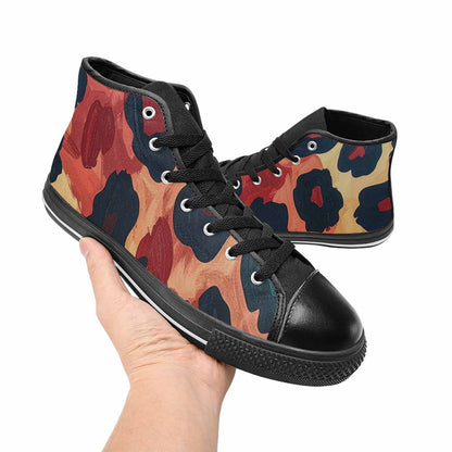 WOMEN'S Leopard Wallpaper Print High Top Canvas Wallpaper Art Sneakers