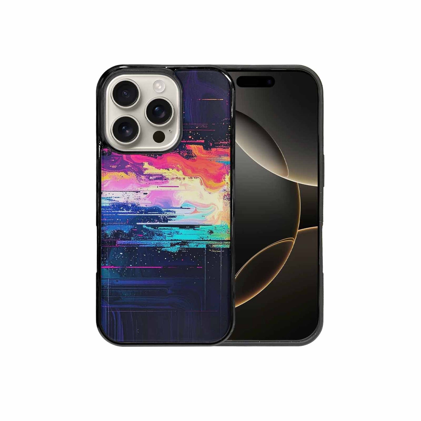 iPhone 16 Pro Case — Glitch Dark Art Seamless Pattern Vibrant, Custom Designed Case Cover