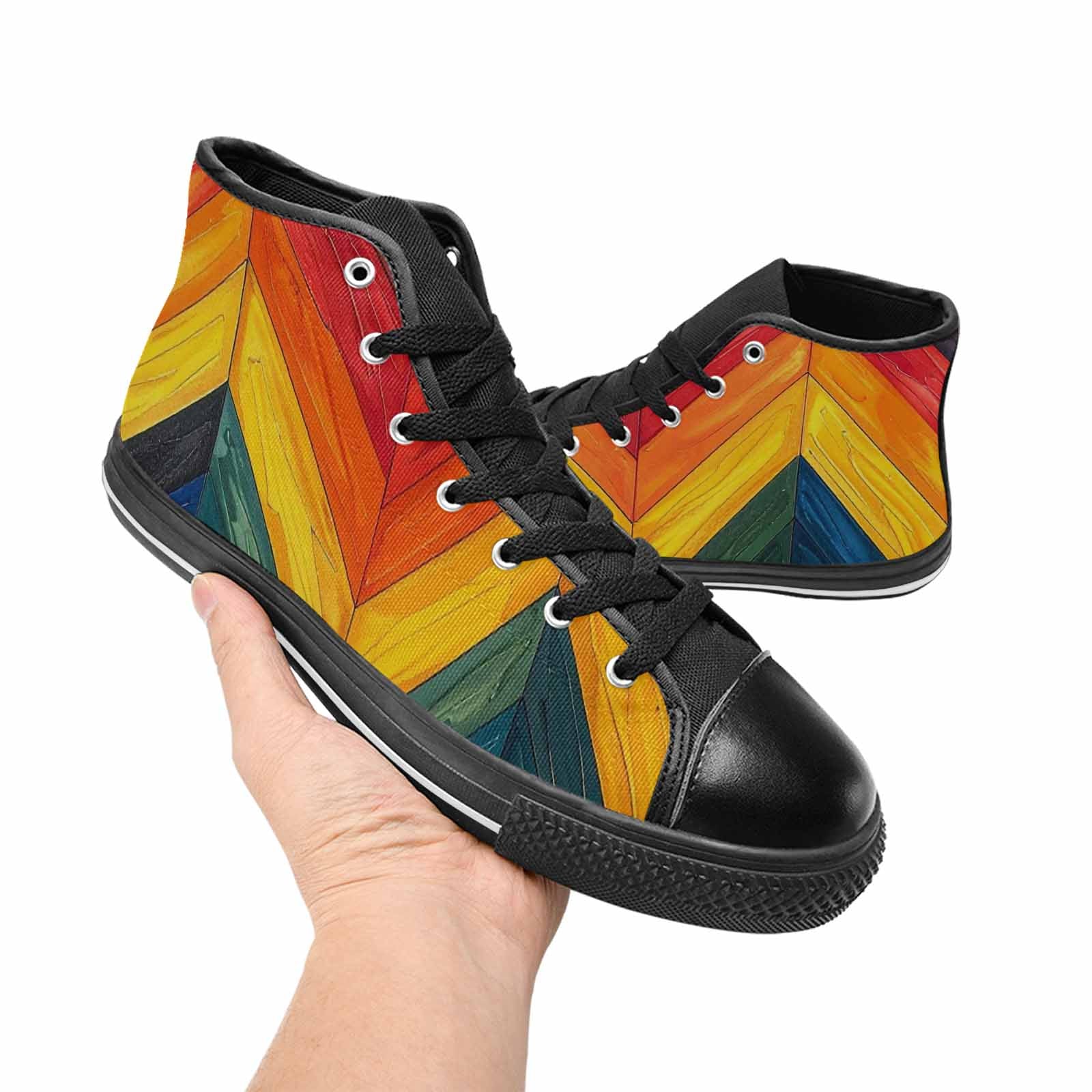 MEN'S Progress Pride Flag High Top Canvas Vivid Custom Shoes