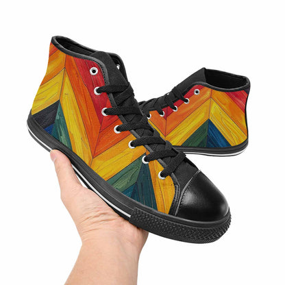 MEN'S Progress Pride Flag High Top Canvas Vivid Custom Shoes