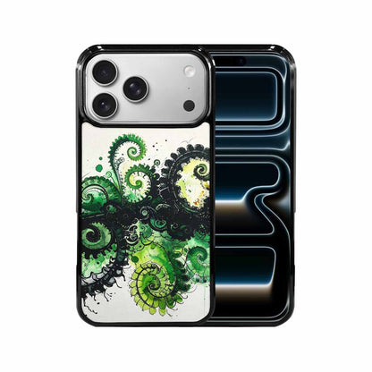 iPhone 17 Pro Max Case — Black &amp; Green Ink Tie Dye, Custom Designed Case Cover