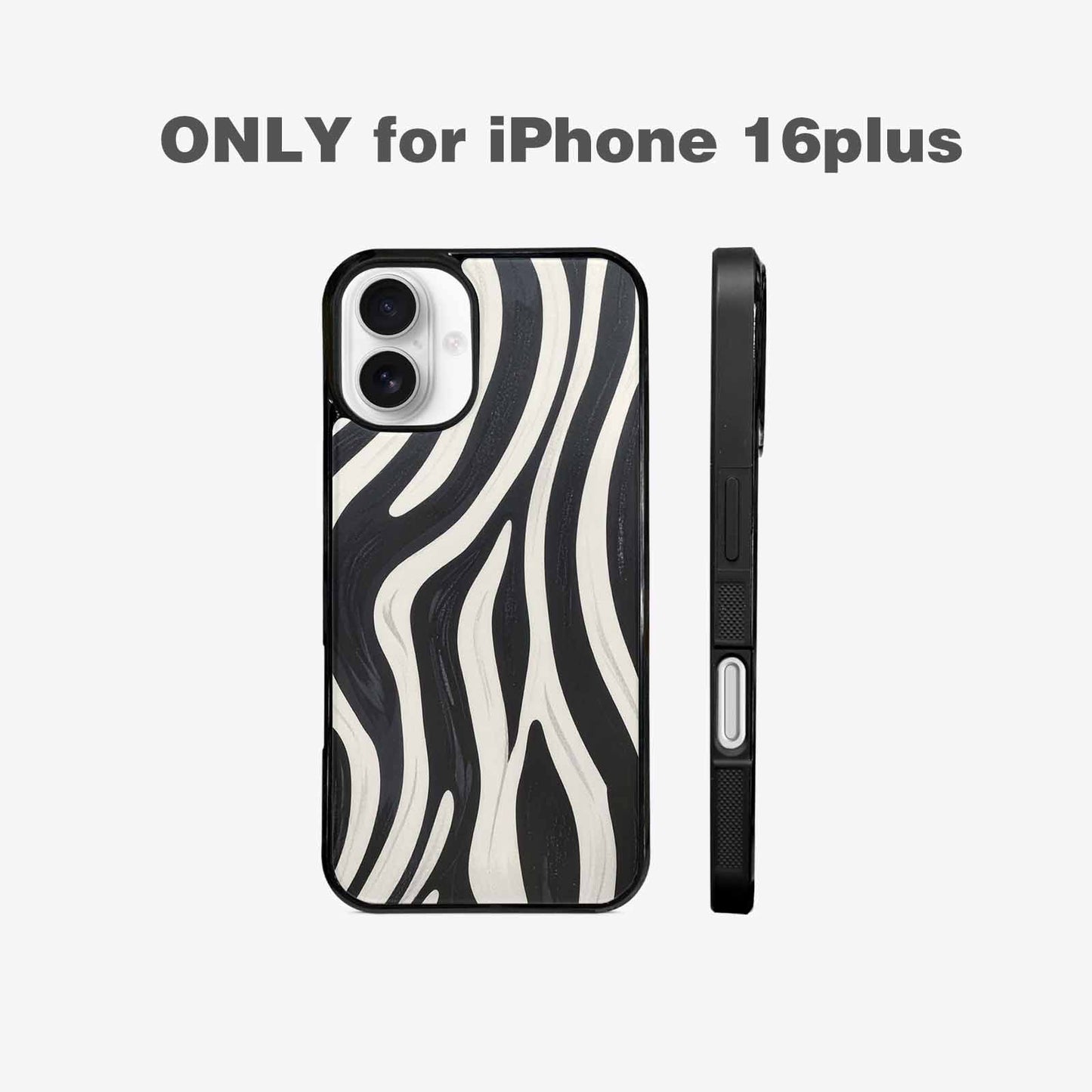 iPhone 16 Plus Case — Modern Zebra Stripe Print Crisp Black, Unique Phone Case Design