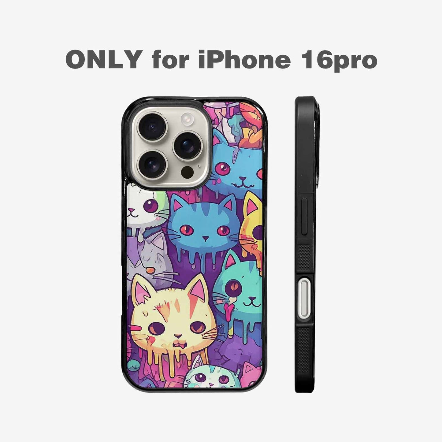 iPhone 16 Pro Case — Pastel Gore Cat Character Pattern Hundreds, Custom Designed Case Cover
