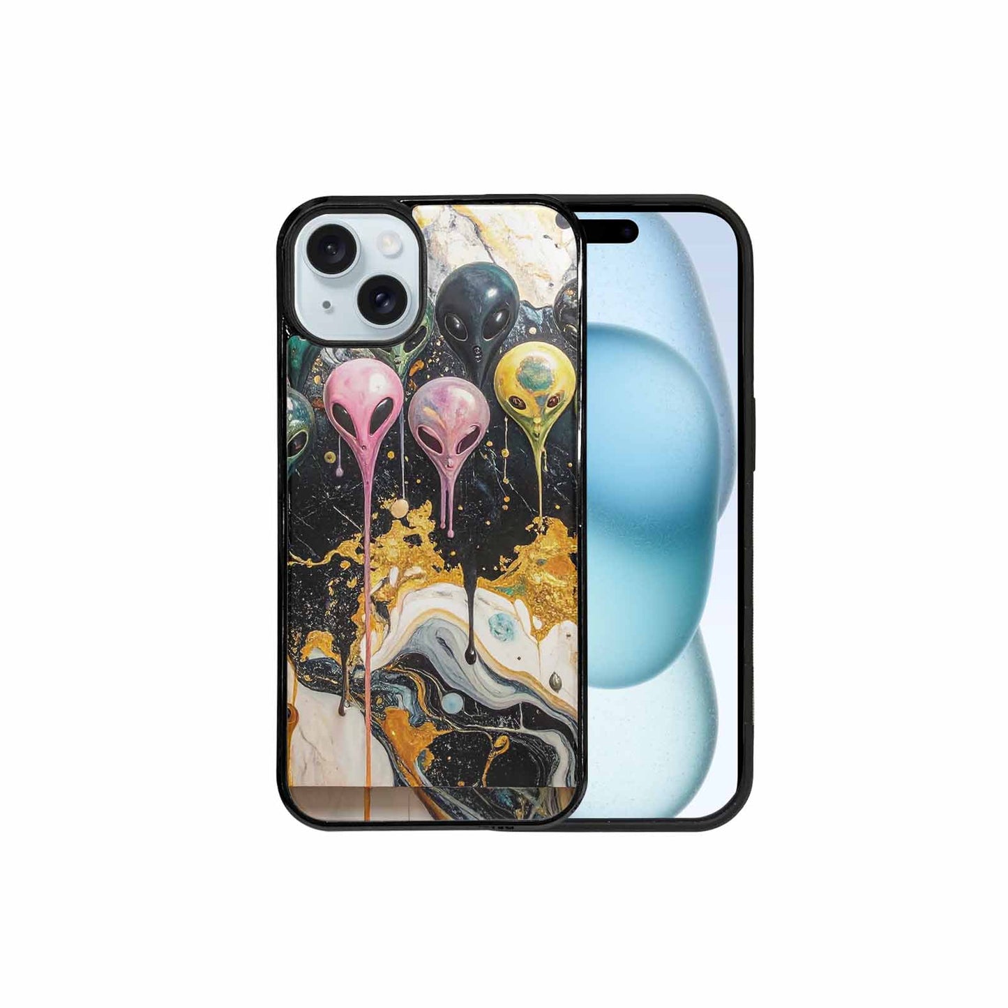 iPhone 15 Plus Case — Aliens Marblemelting Aliens Pa, Custom Designed Case Cover