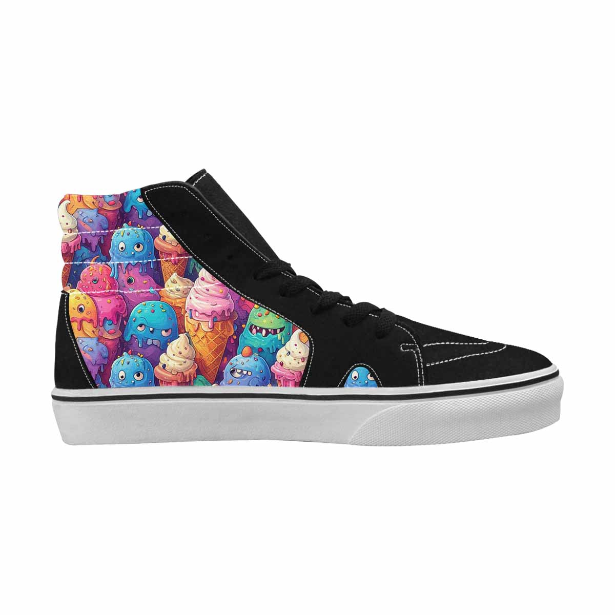 MEN'S Melting Ice Cream Monster High Top Canvas Vibrant Chaos Custom Sneakers
