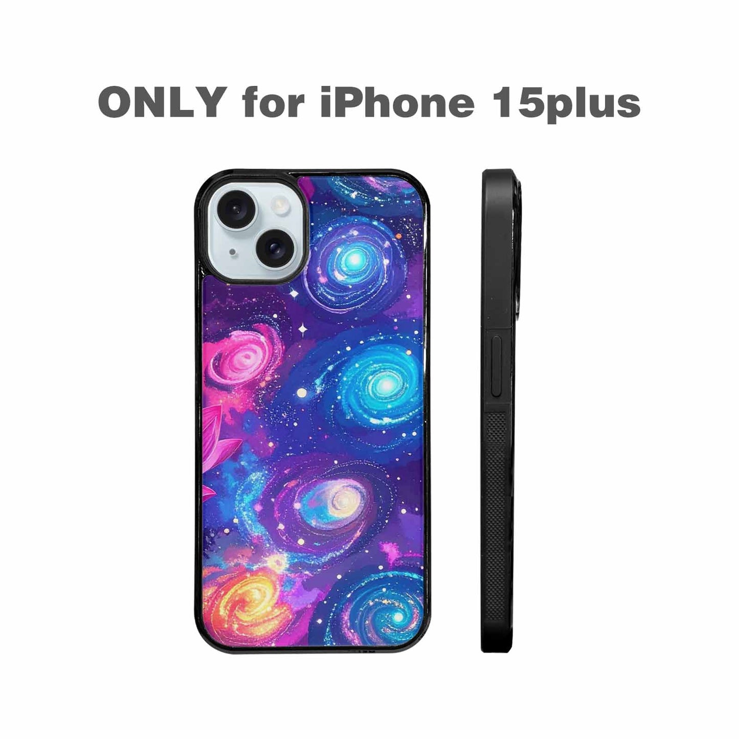 iPhone 15 Plus Case — Lotus Galaxy Art Seamless Pattern Vibrant, Custom Printed Phone Case