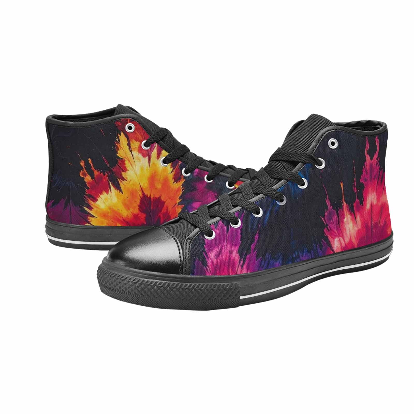 MEN'S Tie Dye Dark High Top Canvas Neon Fantasy Custom Shoes