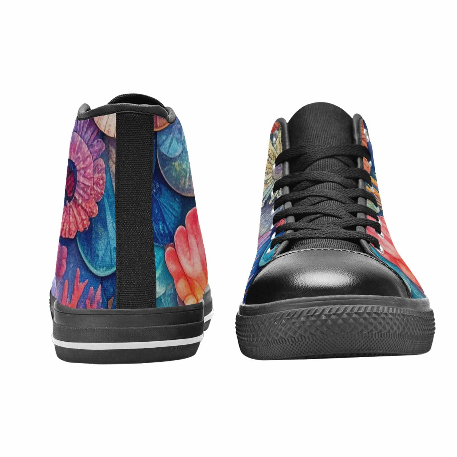 WOMEN'S Fish Scale Coral High Top Canvas Dark Academia Custom Sneakers