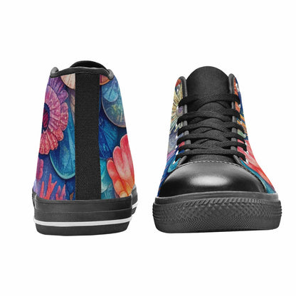 WOMEN'S Fish Scale Coral High Top Canvas Dark Academia Custom Sneakers