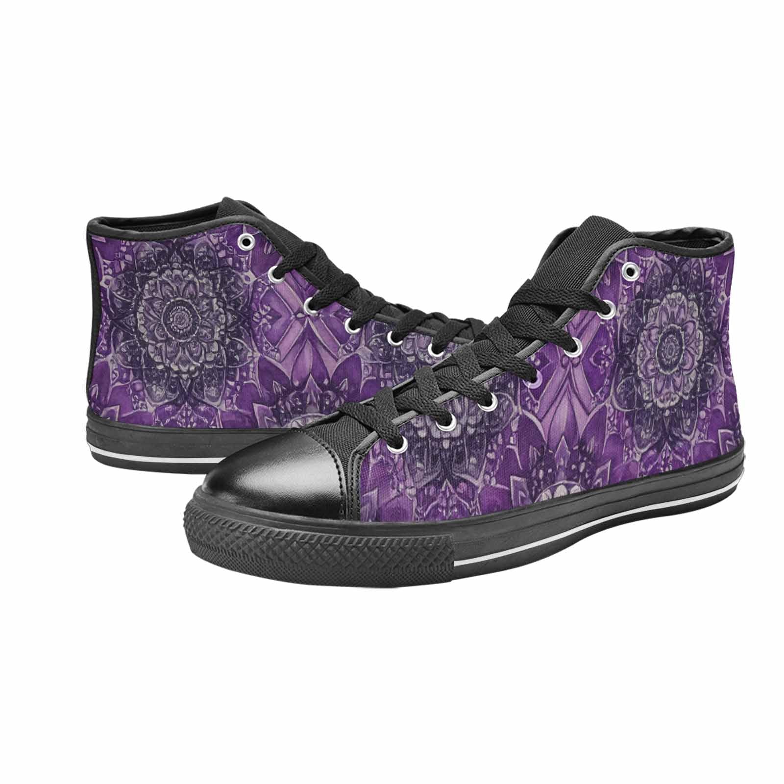 WOMEN'S Mandala High Top Canvas Vibrant Chaos Sneakers