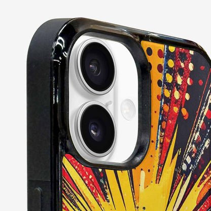 iPhone 16 Case — Comic Halftone Comic Bursts Pattern Hundreds, Custom Designed Case Cover
