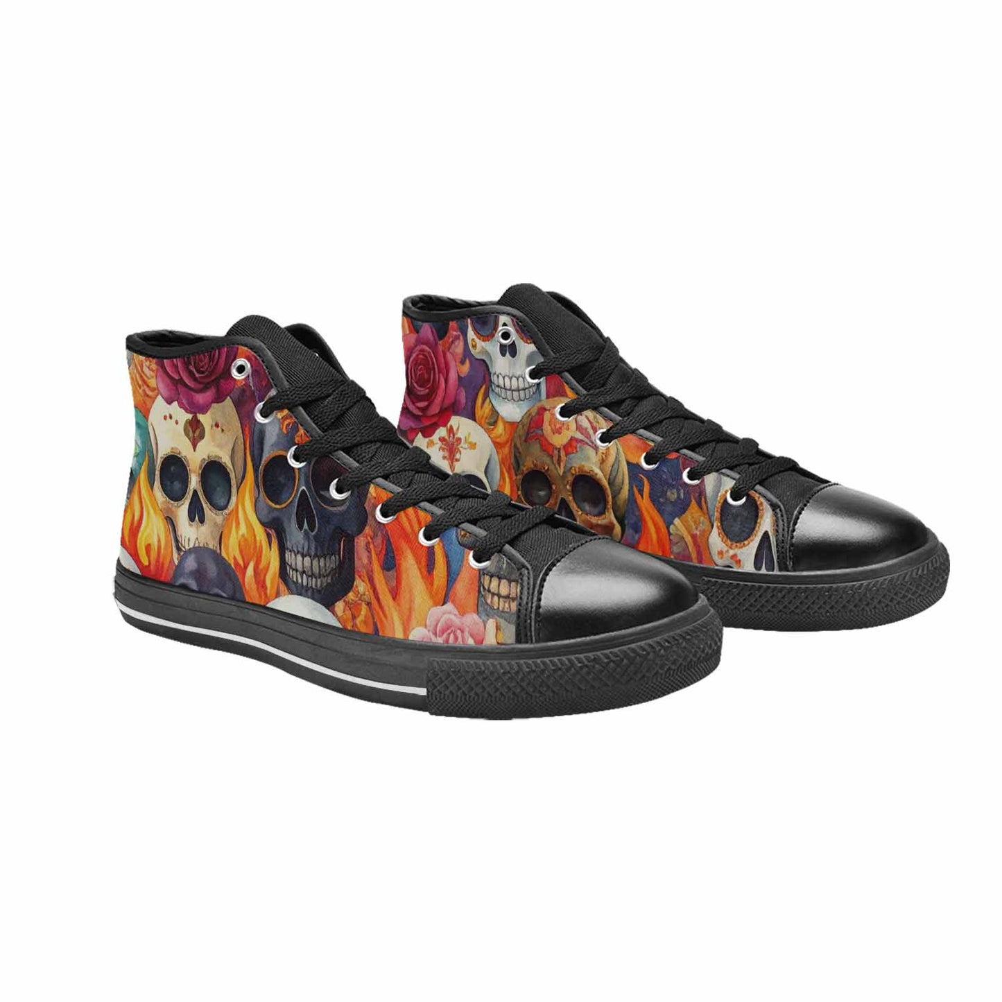 WOMEN'S Skull High Top Canvas Vibrant Chaos Shoes