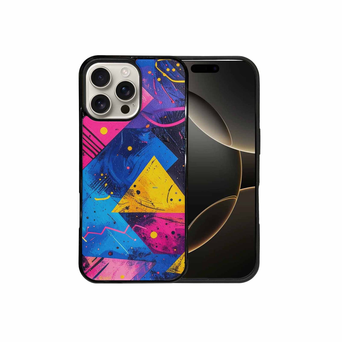iPhone 16 Pro Max Case — Memphis Squiggles Triangles Dots, Original Design Phone Case
