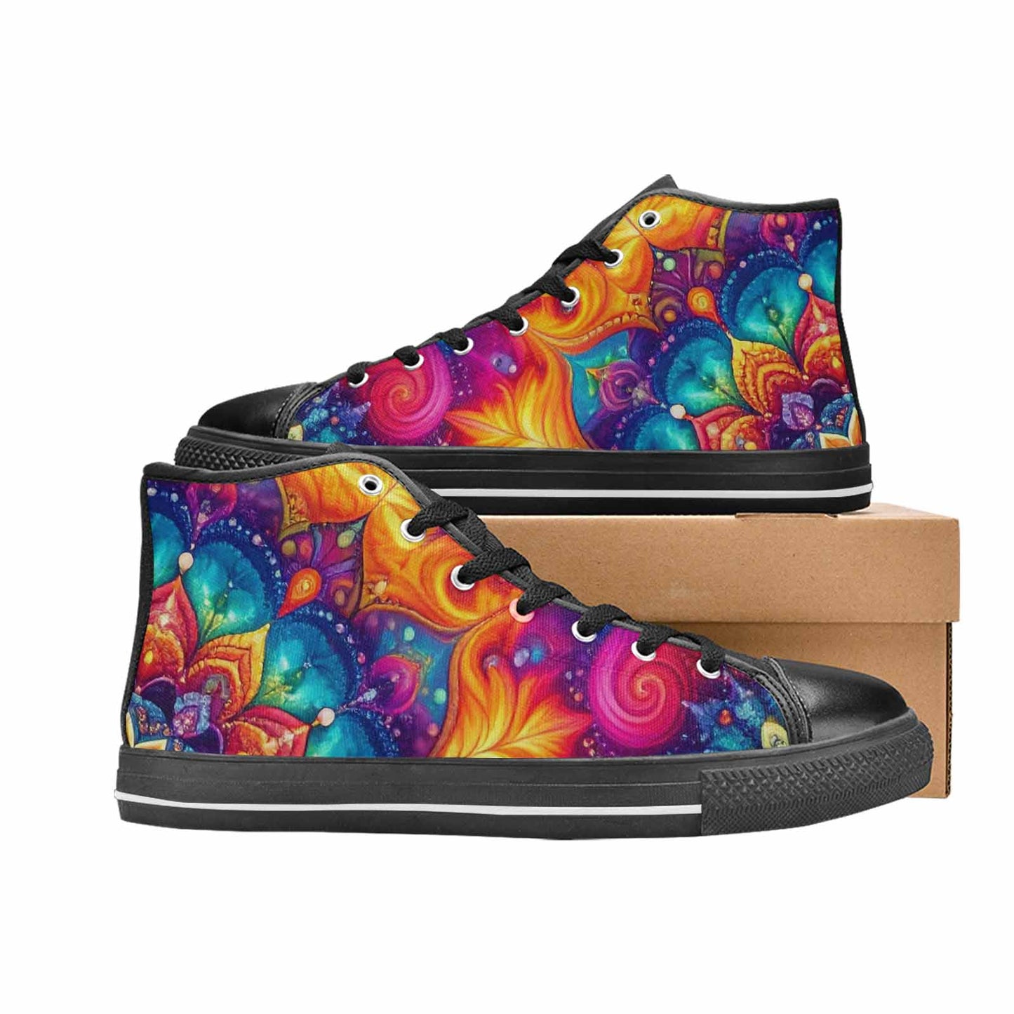WOMEN'S Tie Dye Mandala High Top Canvas Y2K Custom Sneakers