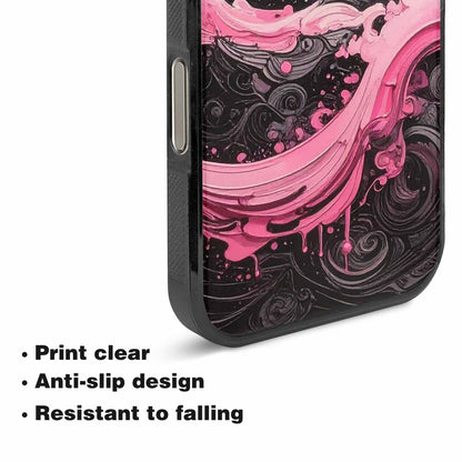 iPhone 16 Pro Max Case — Van Gogh Swirl Black Pink Ink, Custom Designed Case Cover