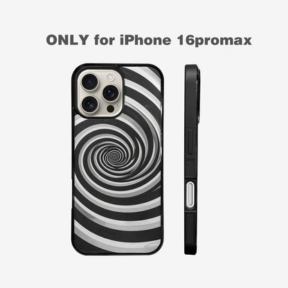 iPhone 16 Pro Max Case — Hypnotic Spiral Optical Illusion Motif High, Custom Printed Phone Case