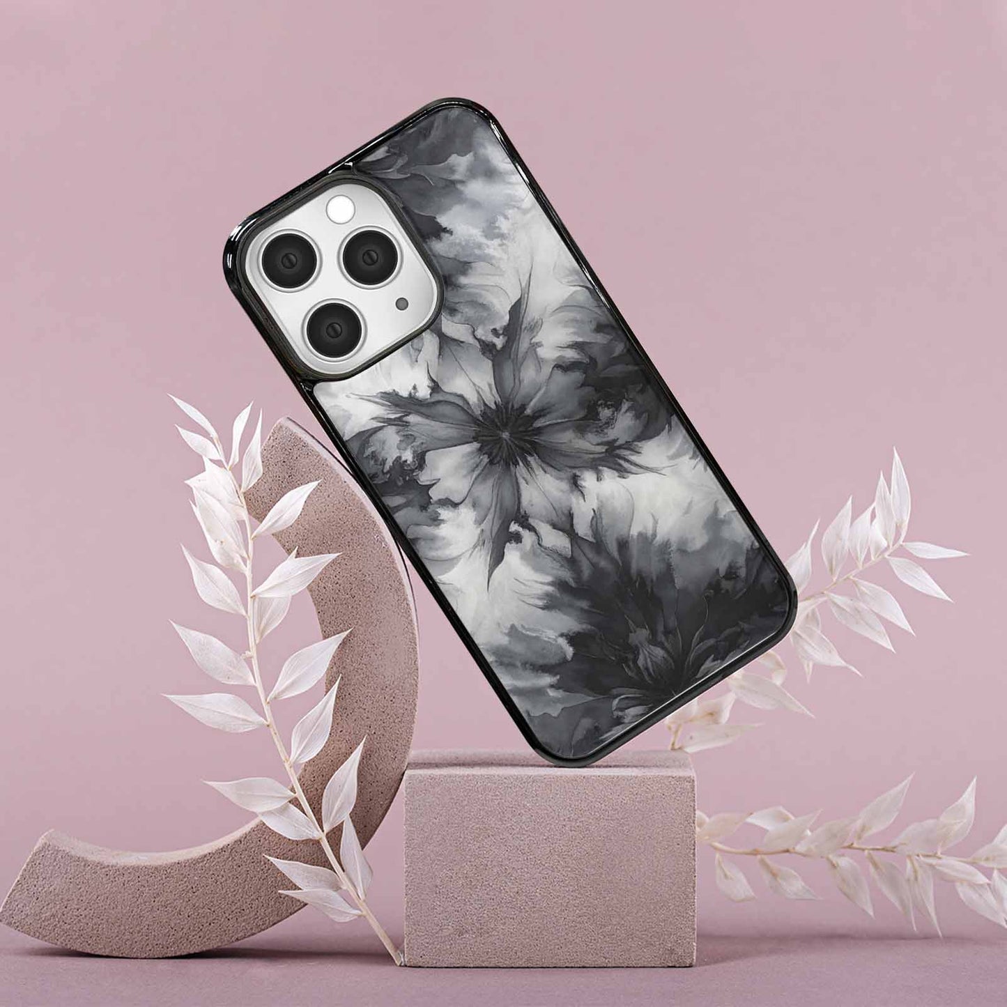 iPhone 15 Pro Max Case — Tie Dye Black And Gray Blended, Custom Art Phone Cover