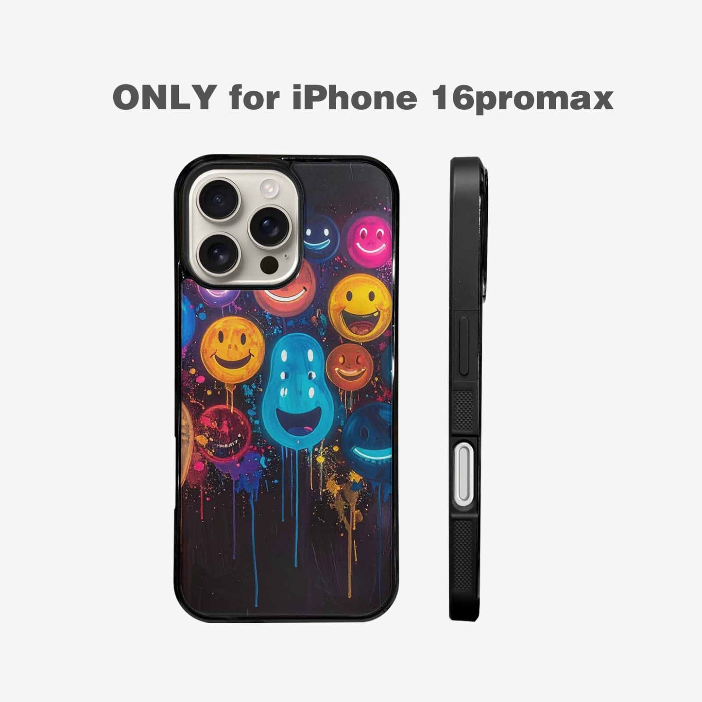 iPhone 16 Pro Max Case — Smiley Faces Glow Smiley Faces Pattern, Custom Made Phone Cover