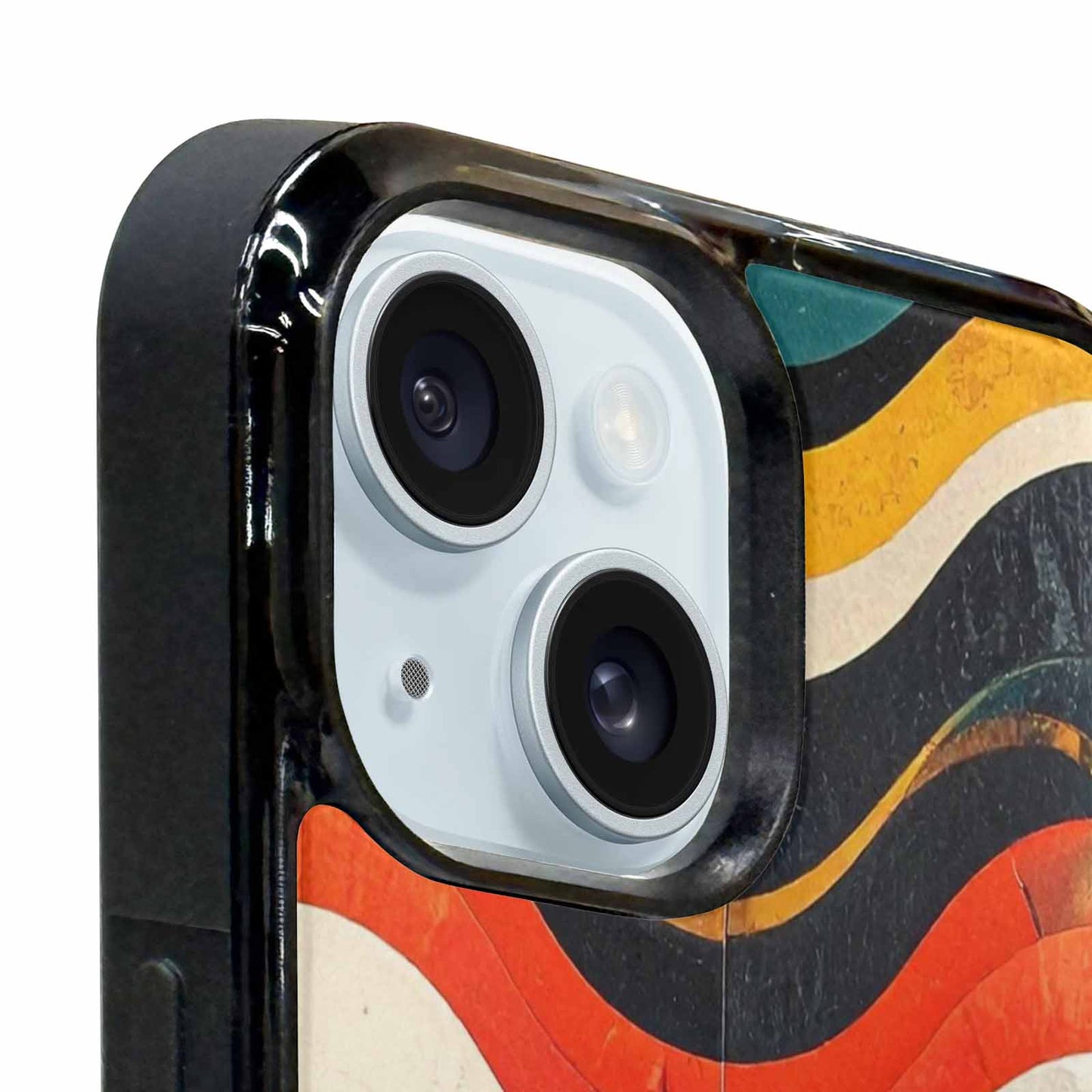 iPhone 15 Case — Retro Wave Scallop Stripe Small Fpz, Customized Protective Case
