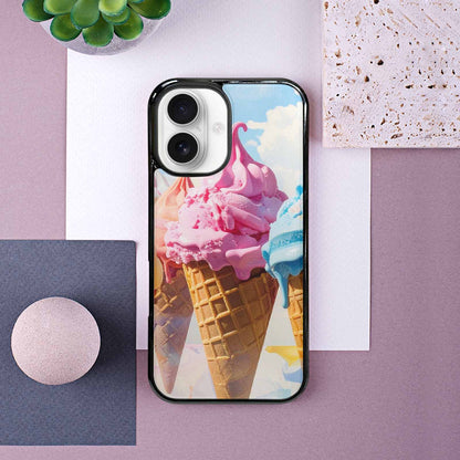 iPhone 16 Case — Collage Of Overlapping Waffle Cone Icecream, Custom Printed Phone Case