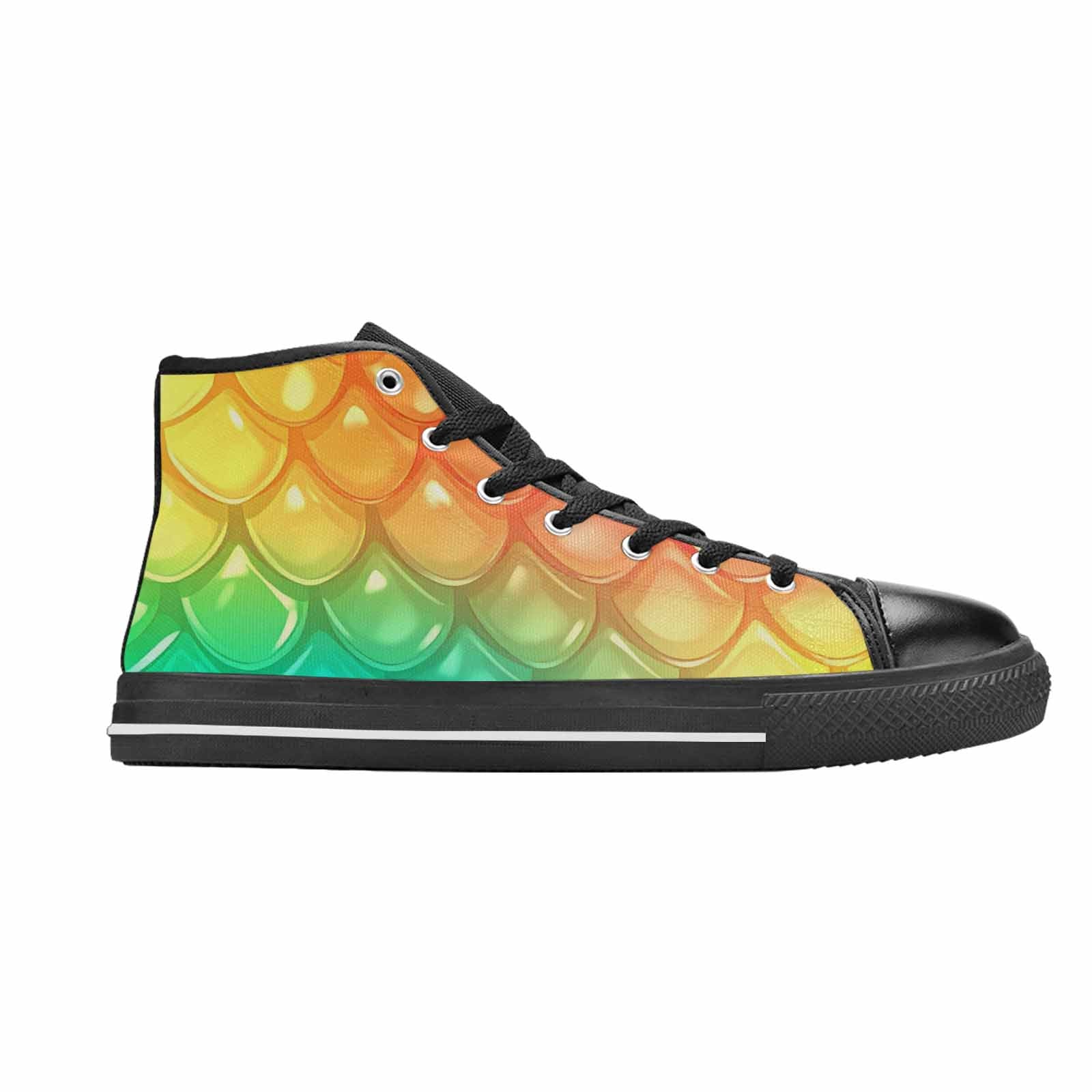 WOMEN'S Dark Snake Print High Top Canvas Cottagecore Custom Sneakers